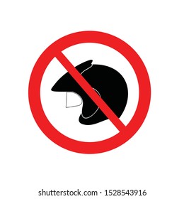 No or stop symbol icon. Don't wear a helmet