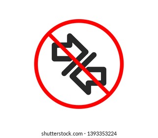 No or Stop. Synchronize arrows icon. Communication Arrowheads symbol. Navigation pointer sign. Prohibited ban stop symbol. No synchronize icon. Vector