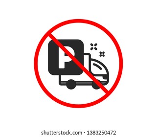 No or Stop. Truck parking icon. Car park sign. Transport place symbol. Prohibited ban stop symbol. No truck parking icon. Vector