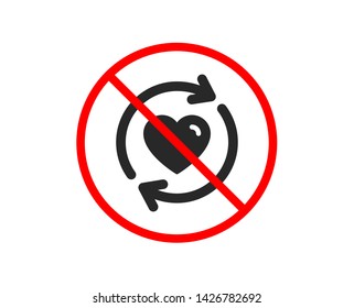 No or Stop. Update relationships icon. Love dating symbol. Valentines day sign. Prohibited ban stop symbol. No update relationships icon. Vector