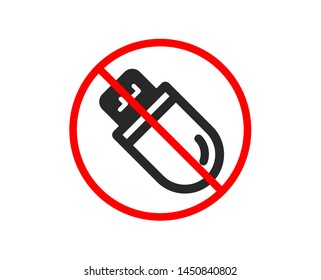 No or Stop. Usb stick icon. Computer memory component sign. Data storage symbol. Prohibited ban stop symbol. No usb stick icon. Vector