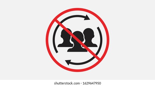 No or Stop. No user info icon. Vector illustration icon. Refresh or Update sign. Illustration of people with arrow icon and prohibition sign