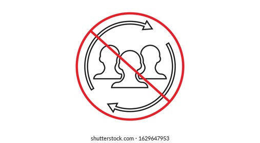 No or Stop. No user info icon. Vector illustration icon. Refresh or Update sign. Illustration of people with arrow icon and prohibition sign