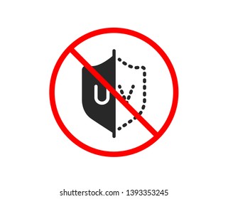 No or Stop. UV protection icon. Skin care sign. Healthy body symbol. Prohibited ban stop symbol. No uV protection icon. Vector