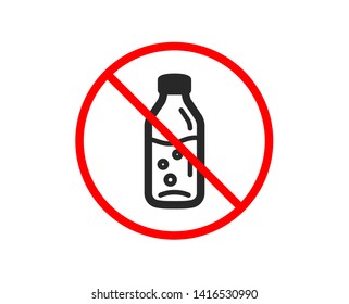 No or Stop. Water bottle icon. Soda aqua drink sign. Liquid symbol. Prohibited ban stop symbol. No water bottle icon. Vector