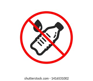 No or Stop. Water bottle icon. Clean aqua drink sign. Liquid symbol. Prohibited ban stop symbol. No water bottle icon. Vector
