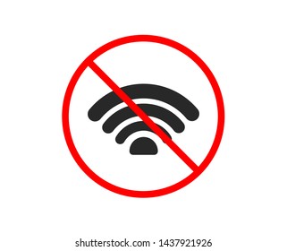 No or Stop. Wifi icon. Wi-fi internet sign. Wireless network symbol. Prohibited ban stop symbol. No wifi icon. Vector