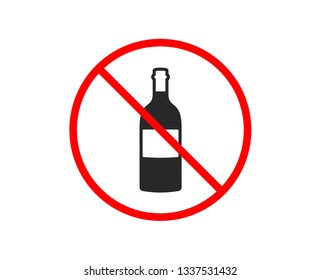 No or Stop. Wine bottle icon. Merlot or Cabernet Sauvignon sign. Prohibited ban stop symbol. No wine bottle icon. Vector