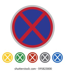 No stopping icon set.Vector illustration

