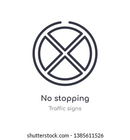 no stopping outline icon. isolated line vector illustration from traffic signs collection. editable thin stroke no stopping icon on white background