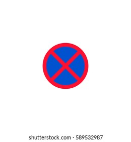 No stopping and parking roadsign isolated on white background vector illustration. Car parking regulation symbol, prohibitory traffic sign, road information and help, roadway auto service icon
