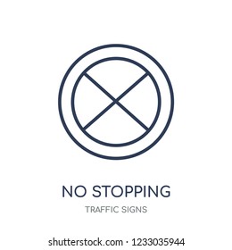 No stopping sign icon. No stopping sign linear symbol design from Traffic signs collection. Simple outline element vector illustration on white background