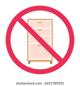 No Storage Cabinet Sign – Forbidden Access Cupboard or Locker Vector Illustration
