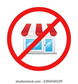 No Store or Shop Sign on White Background