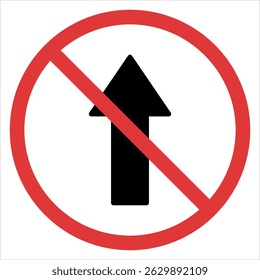 No Straight Ahead Sign Icon