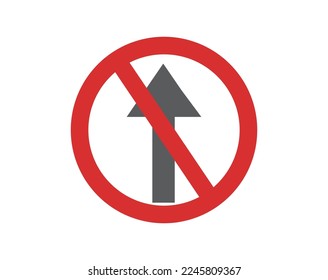 No straight ahead symbol. Traffic signs vectors.