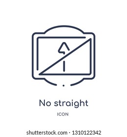 no straight icon from traffic signs outline collection. Thin line no straight icon isolated on white background.