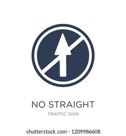 No straight sign icon. Trendy flat vector No straight sign icon on white background from traffic sign collection, vector illustration can be use for web and mobile, eps10
