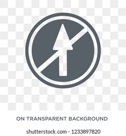 No straight sign icon. Trendy flat vector No straight sign icon on transparent background from traffic sign collection. 