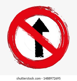 No straight traffic sign symbol 