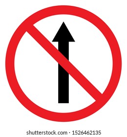 No straight traffic sign vector illustration. prohibited do not enter.