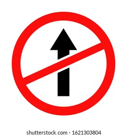 No straight traffic sign vector illustration. prohibited do not enter.