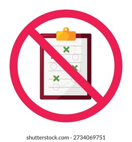 No strategy sign, no tactical planning allowed sign, forbidden planning icon, strategy prohibited symbol, vector illustration
