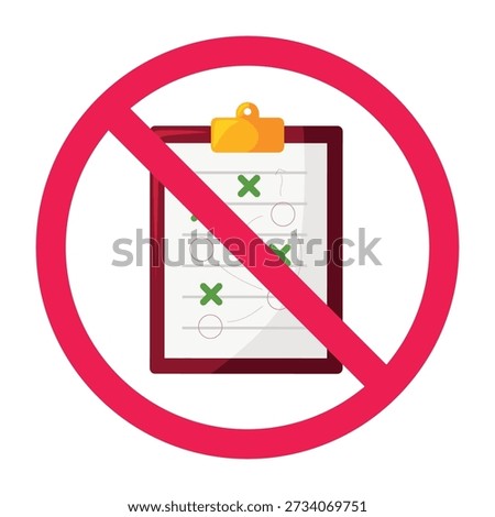 No strategy sign, no tactical planning allowed sign, forbidden planning icon, strategy prohibited symbol, vector illustration
