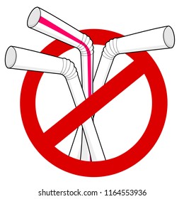 No straws icon vector; banned plastic symbol