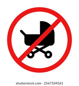 No Stroller Sign on White Background