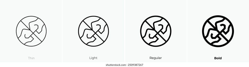 No hay icono de lucha. Diseño de estilo delgado, ligero, regular y audaz aislado sobre fondo blanco
