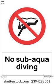 No sub-aqua diving signs symbol standard iso 7010