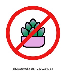 No Succulent Plant Sign on White Background