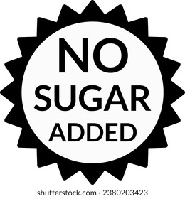 No Sugar Added Black Round Stamp Label Badge Icon. Vector Image.