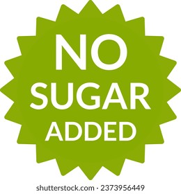 No Sugar Added Green Round Stamp Label Badge Icon. Vector Image.