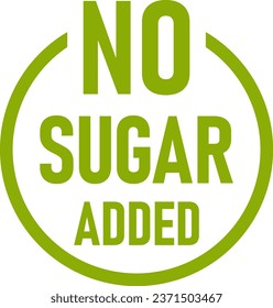 No Sugar Added Sugar-Free Green Round Info Label Stamp Icon. Vector Image.