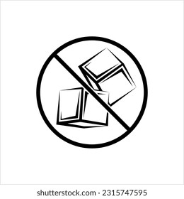 No Sugar Cube Icon, 3d Cube Icon, Sugar Free, Sugar Not Allowed, No Sugar Added Vector Art Illustration
