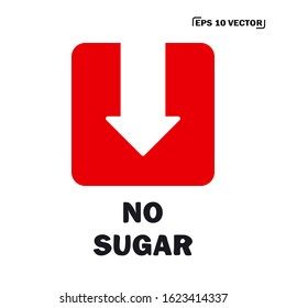 NO SUGAR - frase. empty arrow squared isolate on white background. eps10 vector stock illustration