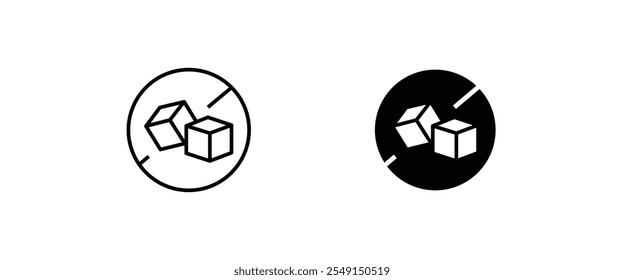 No Sugar free, sugar cubes, no sugar added product package line and flat icons set, editable stroke isolated on white, linear vector outline illustration, symbol logo design style