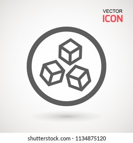 No Sugar free vector icon. Vector sugar cubes in circle icon for no sugar added product package design