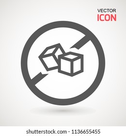 No Sugar free vector icon. Vector sugar cubes in circle icon for no sugar added product package design