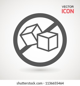 No Sugar Free Vector Icon. Vector Sugar Cubes In Circle Icon For No Sugar Added Product Package Design