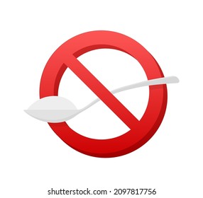 No Sugar free vector icon. Spoon with sugar is forbidden. Vector illustration.