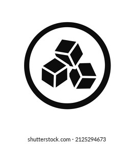 No Sugar free vector icon. Vector sugar cubes in circle icon for no sugar added product package design.