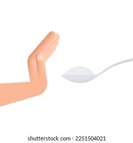 No Sugar free vector icon. Spoon with sugar is forbidden. Vector illustration.