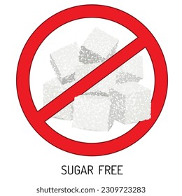 No Sugar free vector icon Diabetic food mark.