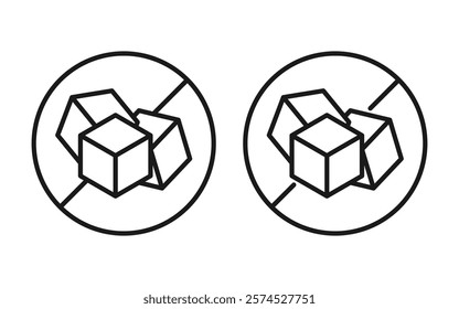 No Sugar free vector icon. Vector sugar cubes in circle icon for no sugar added product package design