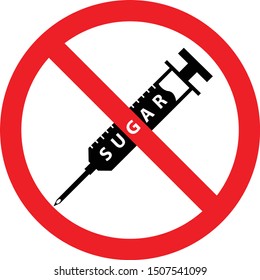 No sugar icon concept, prohibition and forbidden, sugar free sign vector