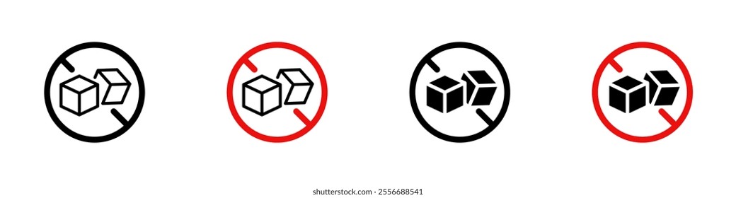 No sugar icon. Sugar free symbol. Zero, no sugar icons set. Vector icons