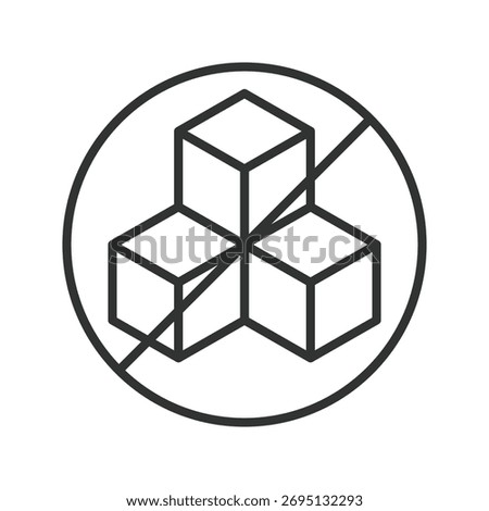 No sugar icon in line design. no sugar, sugar free, nutrition, diet, healthy, lifestyle, wellness on white background vector. no sugar editable stroke icon